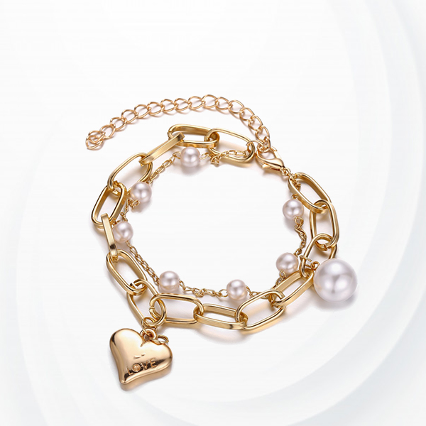 Pearl Decorative Gold Plated Boho Bracelet Golden Decorative Gold Plated Boho Bracelet